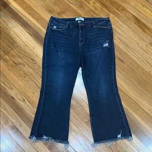 Dark Blue Distressed Flare Jeans